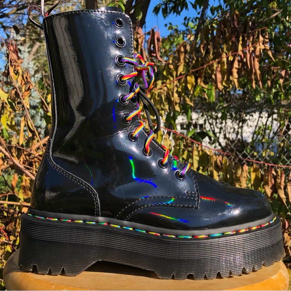 Dr. Martens Jadon Hi Rainbow Patent Platform Boots